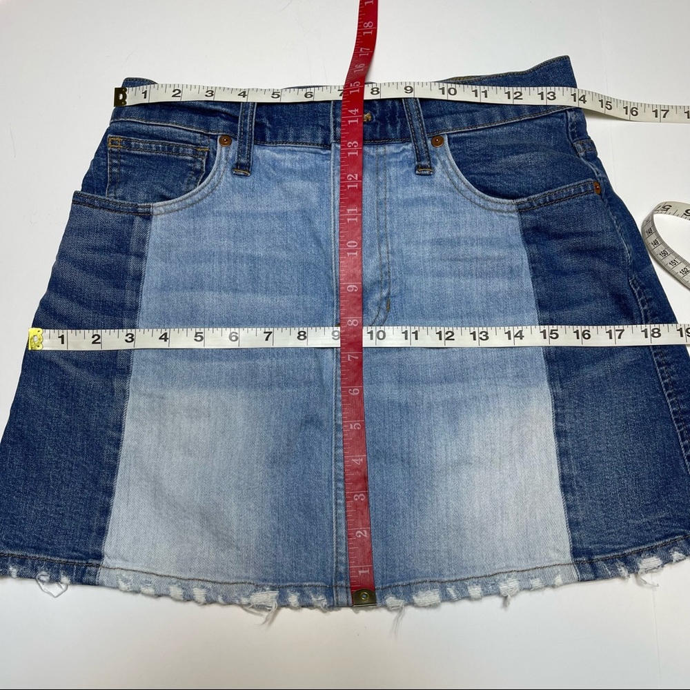 Madewell Pieced McCarren A-Line Denim 2 Tone Skirt Size 27 - Picture 8 of 9